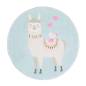 Preview: runder Lama Kinderteppich in blau